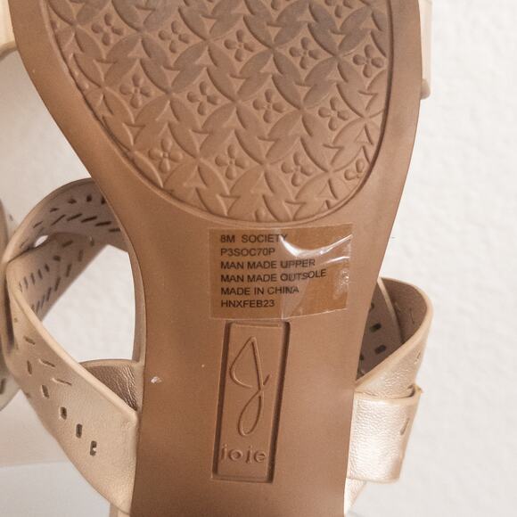 Joie Society Brownish Gold Light Bronze Sandals With Block Stacked Heel Size 8 - Picture 4 of 5